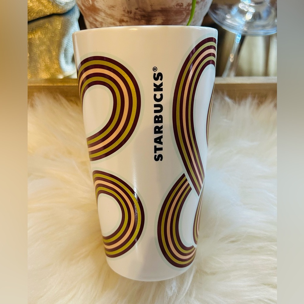 Starbucks Ribbon Swirl Ceramic Cup Warm Wishes Mug Hot Tumbler 12oz New 2024 - Picture 5 of 17